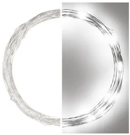 LED karácsonyi nano fényfüzér, ezüst, 4 m, kültéri és beltéri, hideg fehér, időzítő