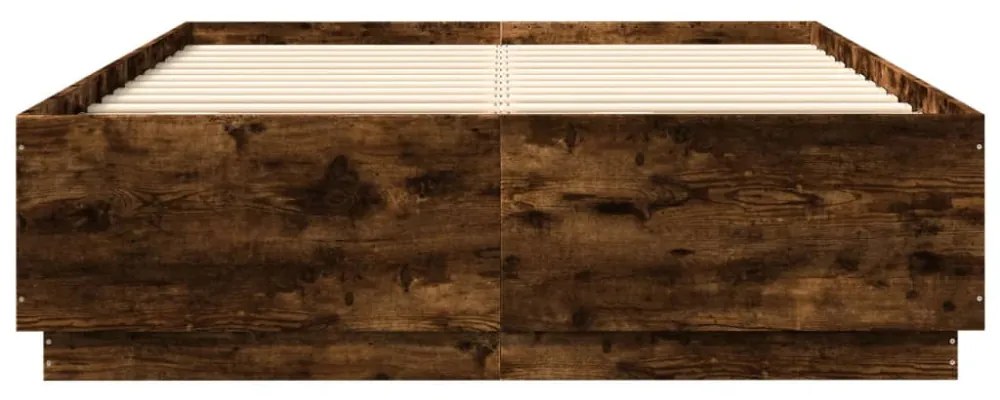 füstös tölgy színű szerelt fa ágykeret LED-del 120 x 200 cm