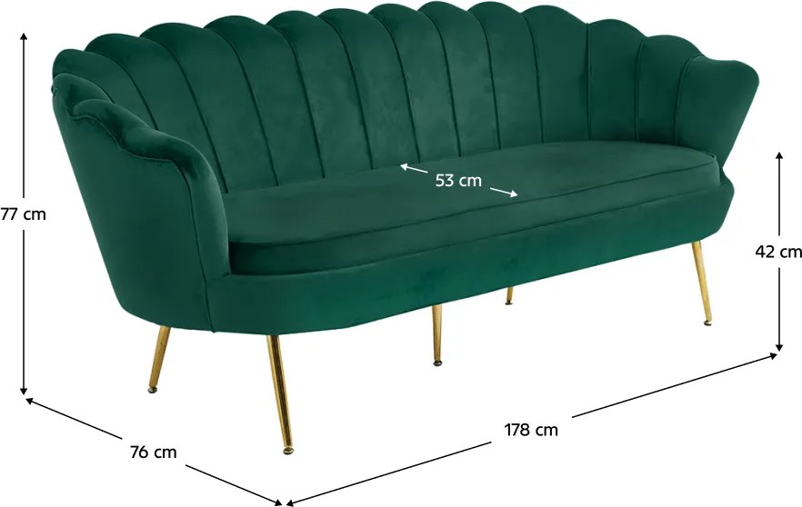Luxus heverő, 3-as ülés, smaragd Velvet szövet/króm arany, Art-deco stílus, NOBLIN
