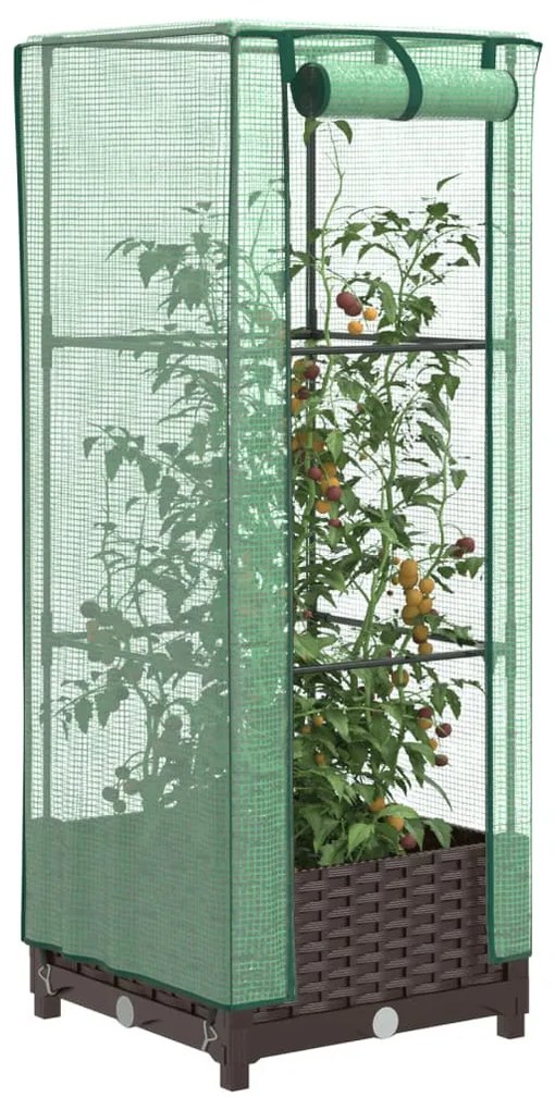 rattan megjelenésű magaságyás melegháztakaróval 40x40x123 cm