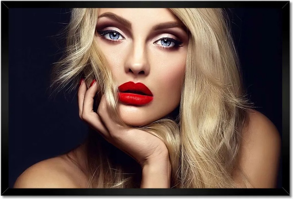 Poszterek keretben 60x40 Hölgy piros rúzsban