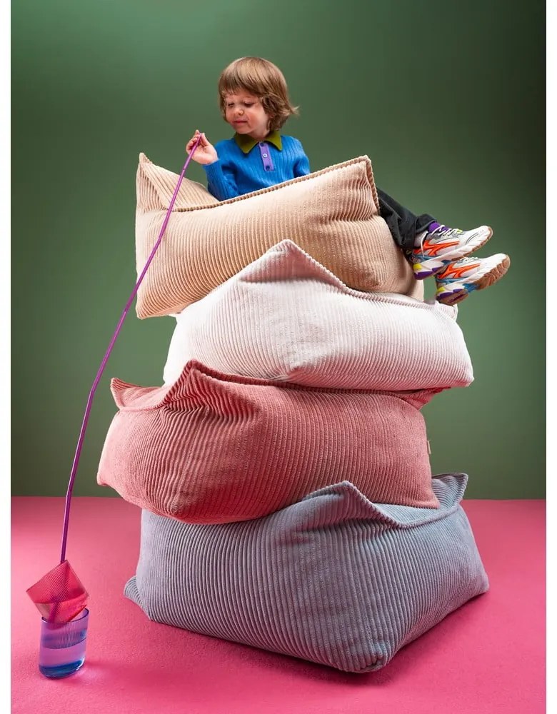 Kék kordbársony gyerek babzsákfotel Square – Wigiwama