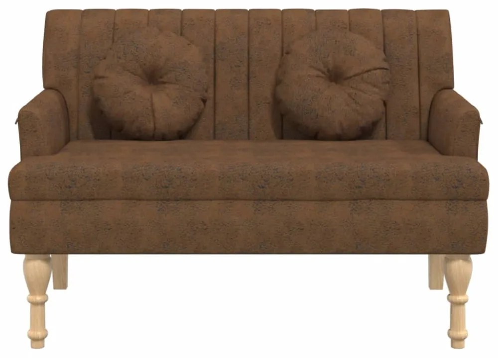 barna műbőr pad párnákkal 113x64,5x75,5 cm