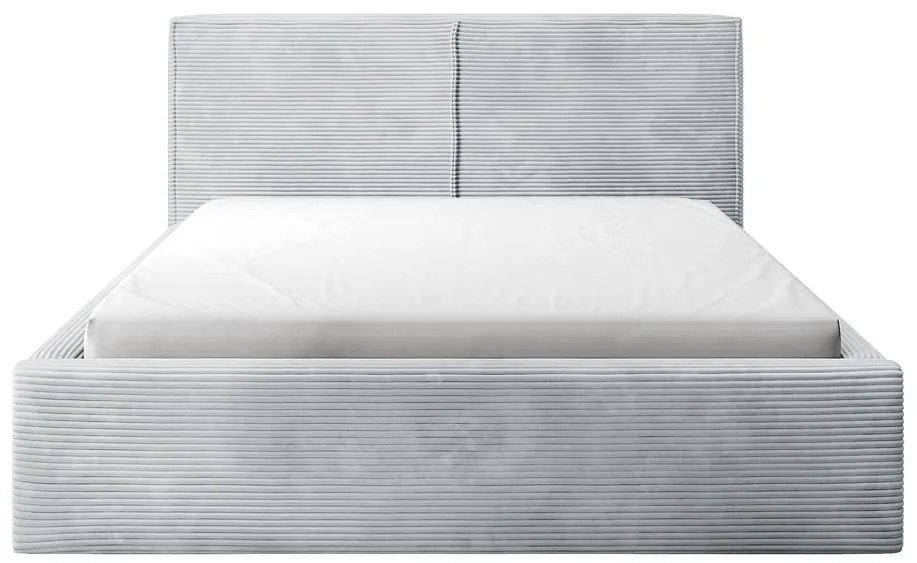 Franciaágy 140 cm Fatime (ágyráccsal) (tárolóhellyel) (világosszürke + fekete). 1099182