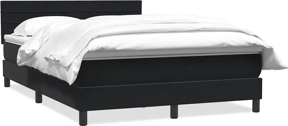 vidaXL fekete bársony rugós ágy matraccal 160x220 cm