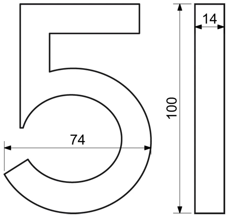 "5" házszámú, RN.100LV, szálcsiszolt, fekete