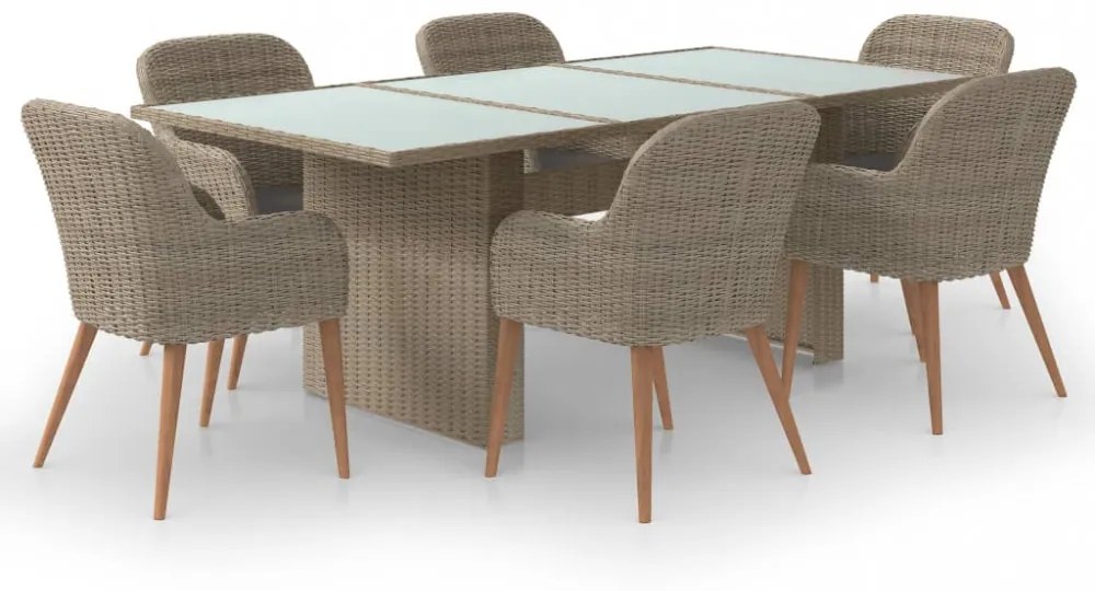 7 részes barna kültéri polyrattan étkezőgarnitúra