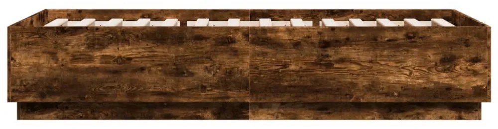 füstös tölgy színű szerelt fa ágykeret LED-del 100 x 200 cm