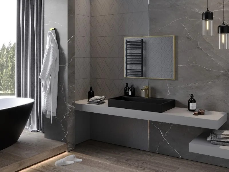 Mexen Loft téglalap alakú fürdőszobai tükör 80 x 60 cm, arany keret - 9852-080-060-000-50