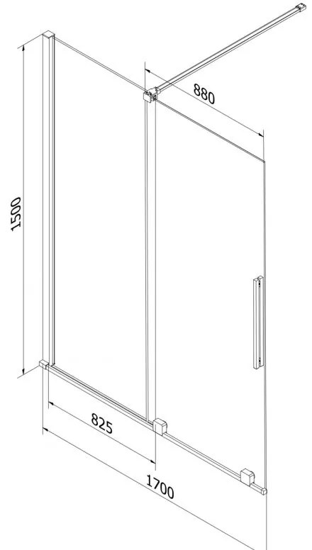 Mexen Velar, 2 szárnyas eltolható kádparaván 170 x 150 cm, 8 mm mattüveg, króm, 896-170-000-31-01