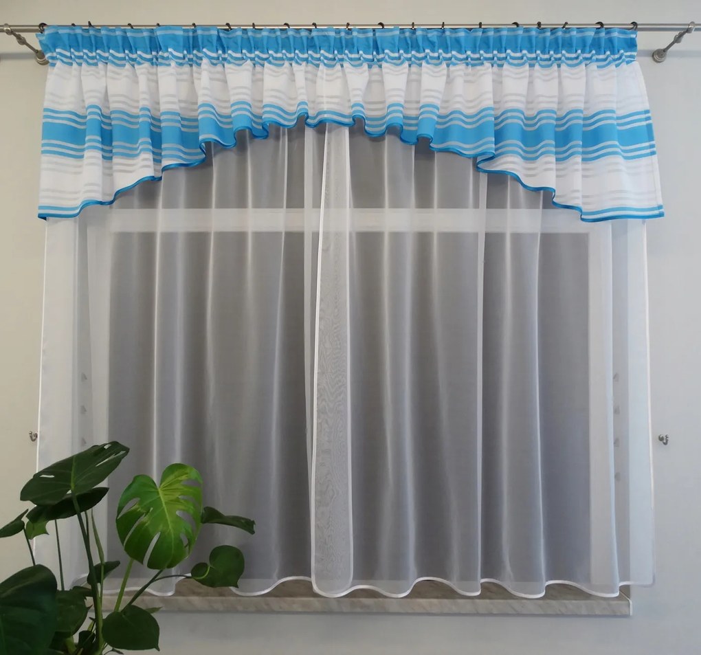 Mg Karnis függöny csíkos Kék 400x50cm varrott