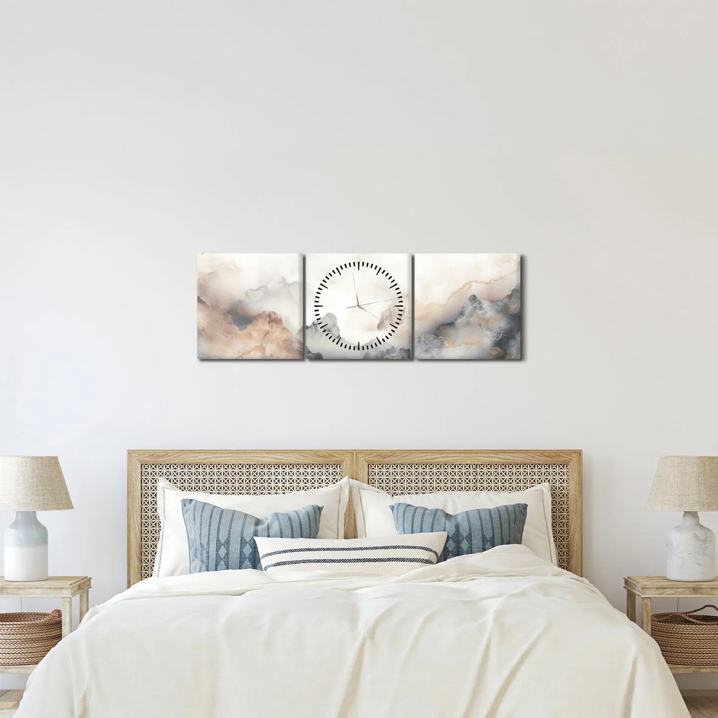 Kép - Hegyi absztrakció márvány textúrával (órával) (90x30 cm)