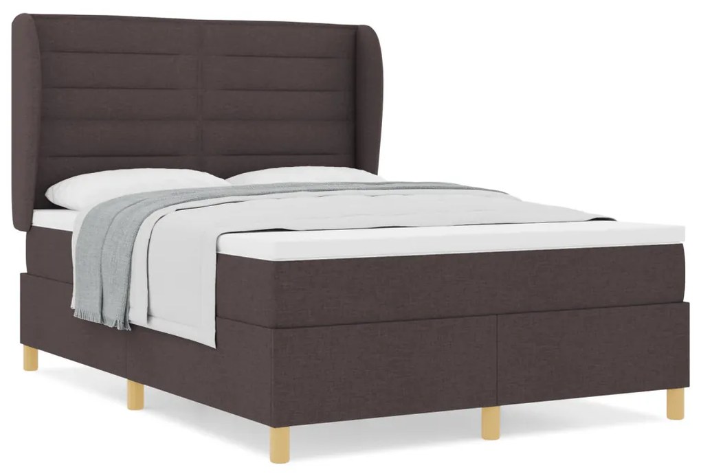 Boxspring Ágy Mattal Sötétbarna 140x200 cm Szövet
