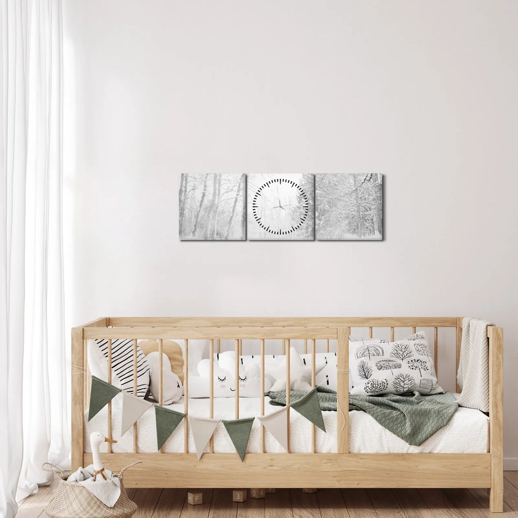 Kép - Fából készült móló télen (órával) (90x30 cm)