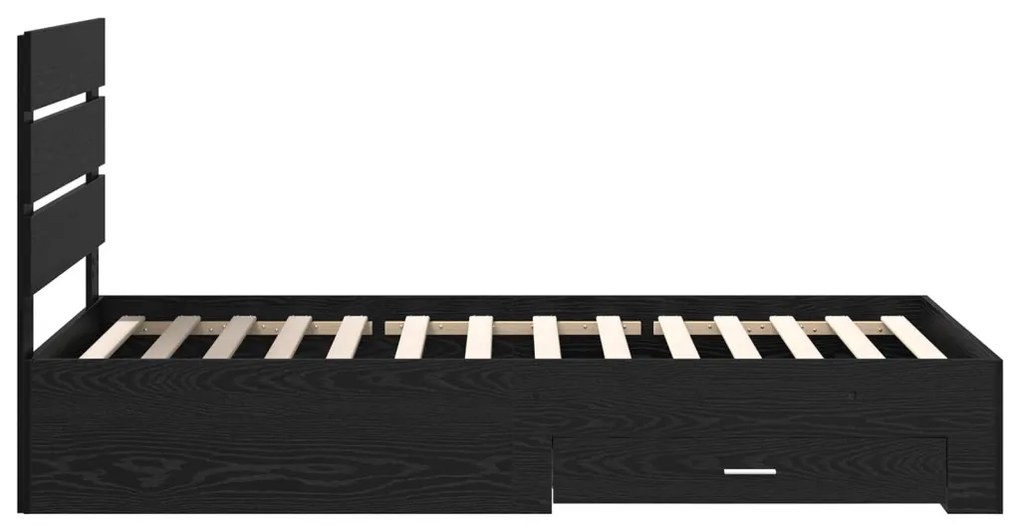 vidaXL Ágykeret fiókkal fejtámlával Fekete tölgy 100 x 200 cm Faanyag