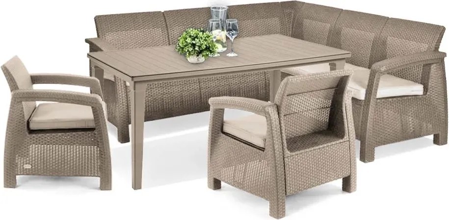 Corfu Relax duo kerti bútor garnitúra futura asztallal cappuccino