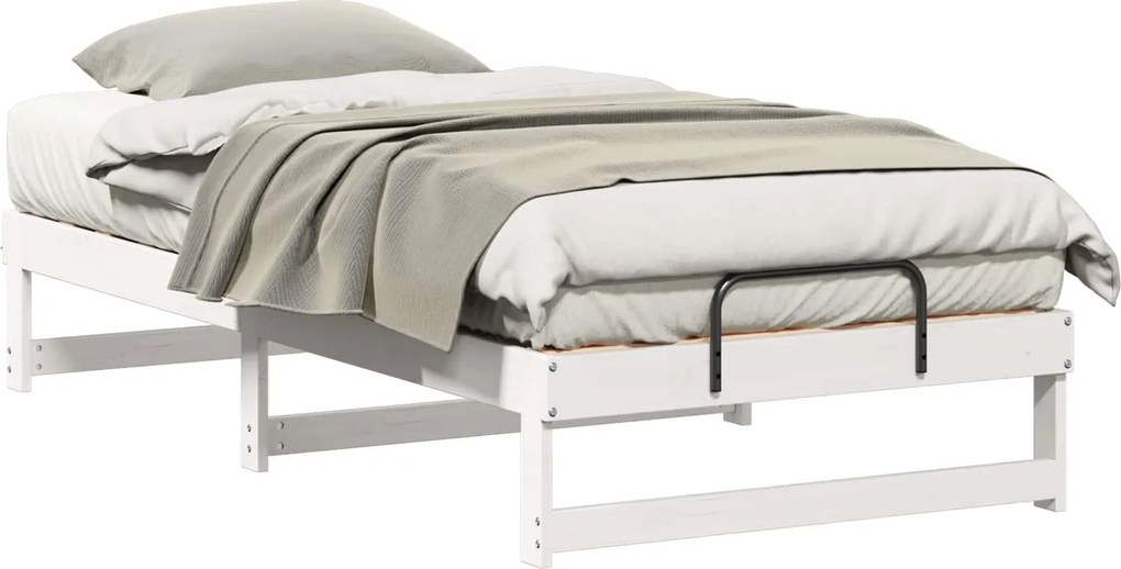 vidaXL Ágykeret Fehér 90 x 190 cm Tömör fenyőfa