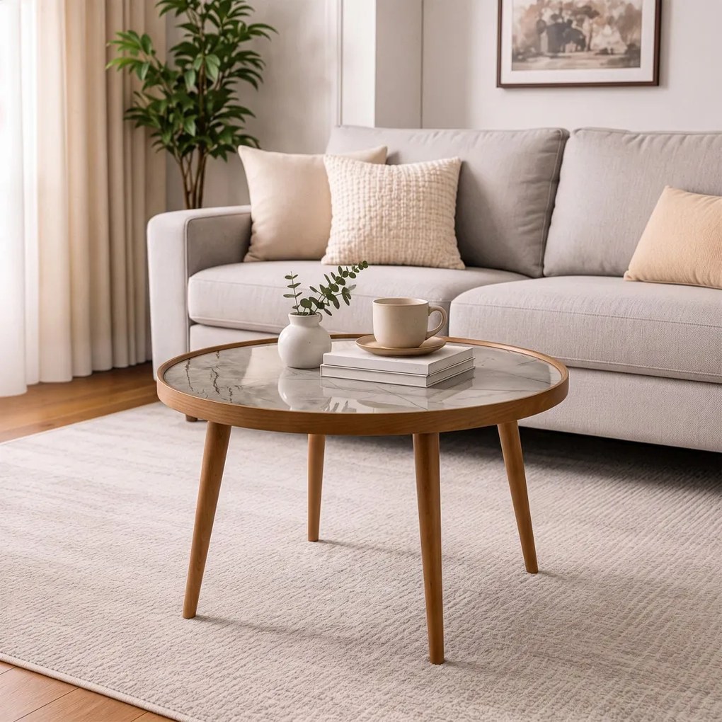 Polen 80 - Walnut, Grey Marble