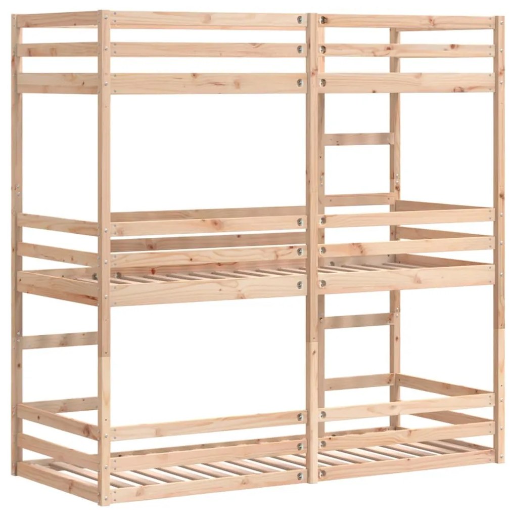 tömör fenyőfa háromszintes ágy 75 x 190 cm