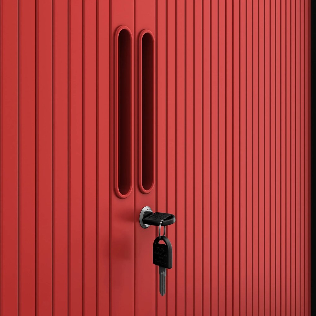 Fém szekrény harmonika ajtókkal DAMIAN, 900 x 1850 x 450 mm, antracit-piros