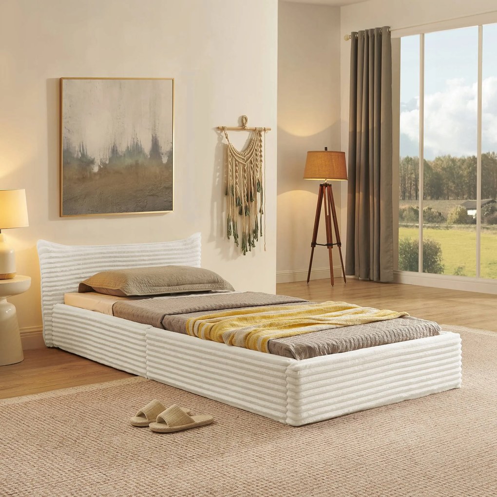 Egyszemélyes ágy, 90 x 200 cm Gyerekágy Zsenília bézs