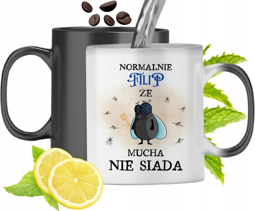 Mágikus Bögre Fülöpnek Fekete Színváltós, fényképes nyomattal