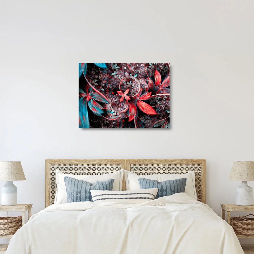 Absztrakt képek egzotikus virágok (üvegen) (70x50 cm)