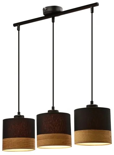 Csillár zsinóron PORTO 3xE27/60W/230V fekete/barna