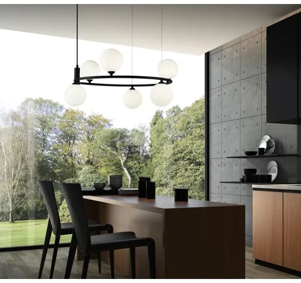 Maytoni MOD013PL-06B - Csillár zsinóron RING 6xG9/25W/230V fekete