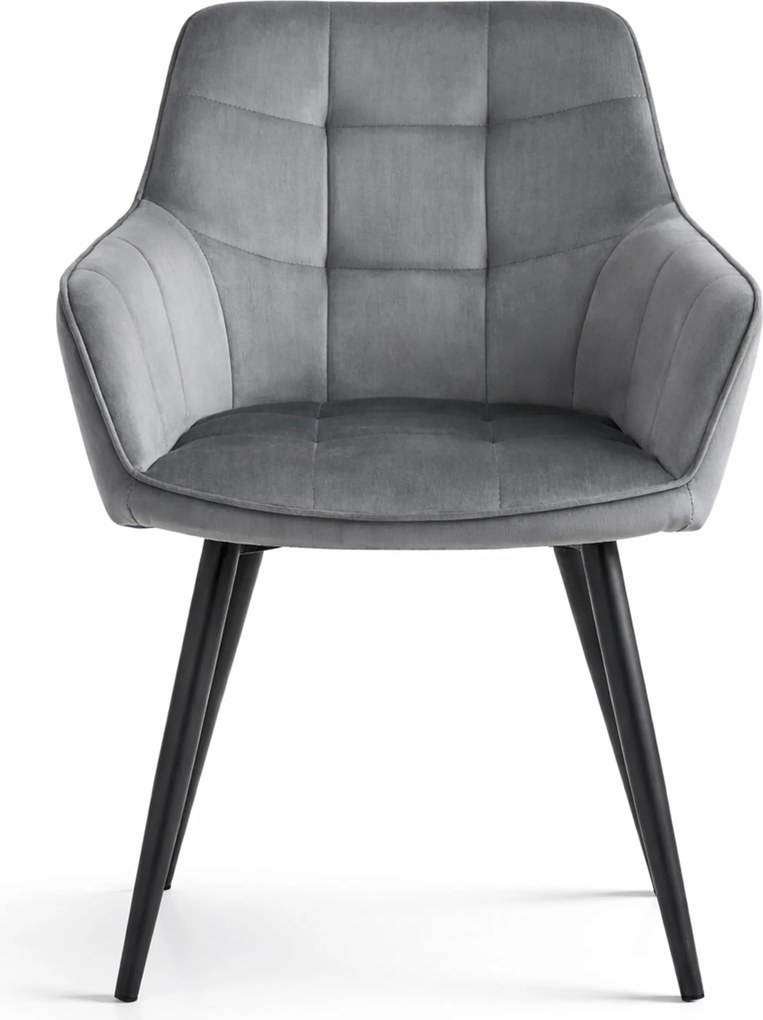 Étkezőfotel VARSI VELVET fekete lábakkal, szürke