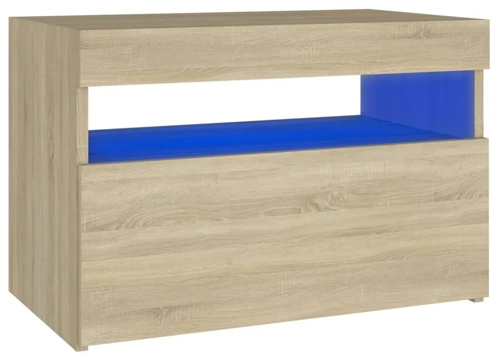 Sonoma tölgyszínű éjjeliszekrény LED-lámpákkal 60x35x40 cm