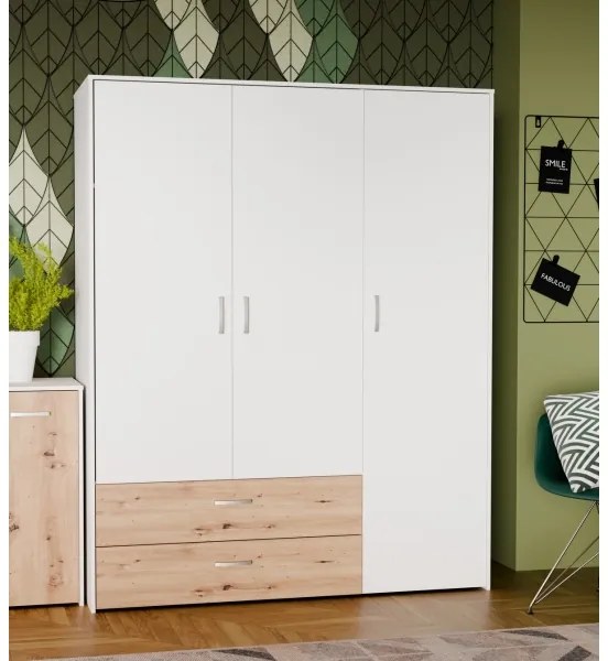 URO gardróbszekrény 152x190 cm, artisan tölgy/fehér