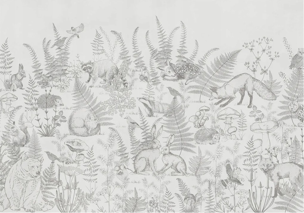 Flizelin tapéta Divatos 3D fali ragasztó Erdei állatok 208x146 Ragasztó