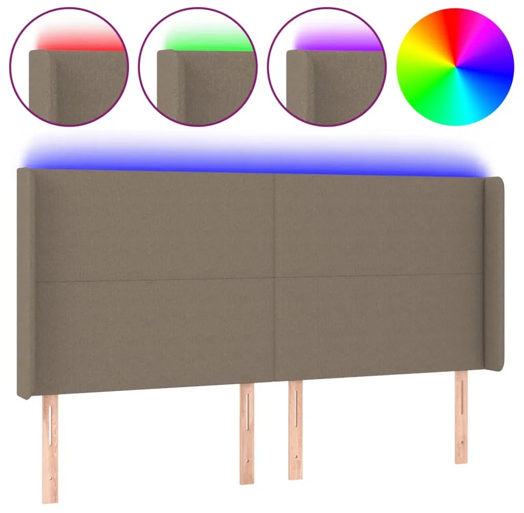 tópszínű szövet LED-es fejtámla 163x16x118/128 cm