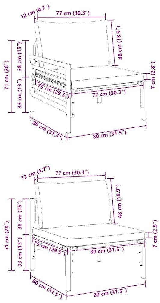 Kerti Kanapé Szett 4 pcs Antracit Acél
