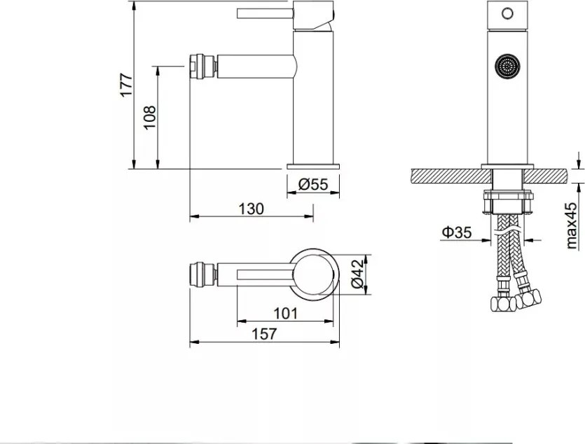 AREZZO design ASTRO bidé csaptelep, szálcsiszolt bronz