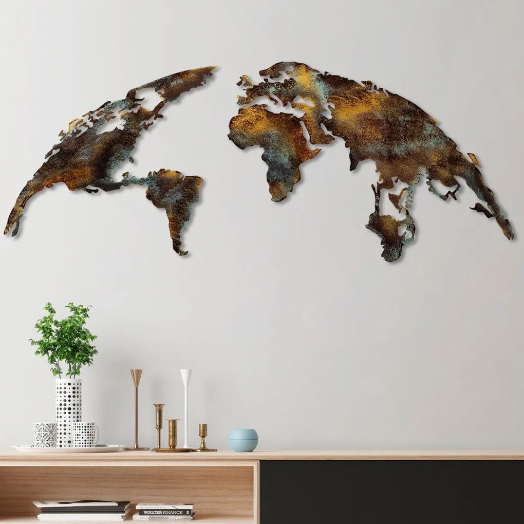 World Map Medium - 3 fém világtérkép faldekoráció