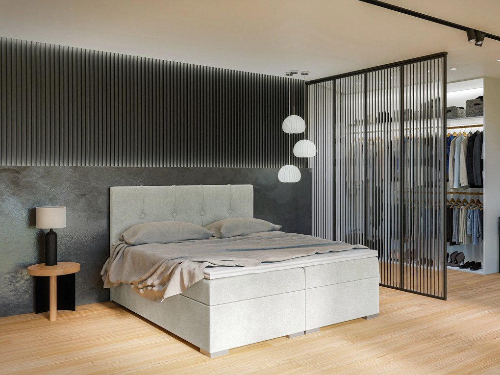 Egyszemélyes ágy Boxspring 120 cm Ruffy (világosszürke) (matraccal és tárolóhellyel). Akció -17%. 1043445