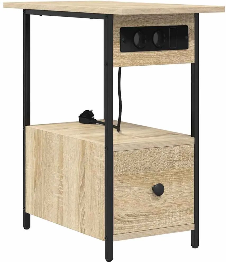 vidaXL Éjjeliszekrény fiókkal Sonoma tölgy 60 x 30 x 61 cm Faanyag