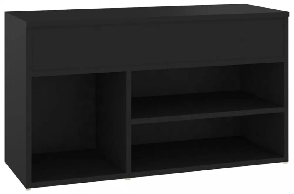 fekete szerelt fa cipőtároló pad 80 x 30 x 45 cm