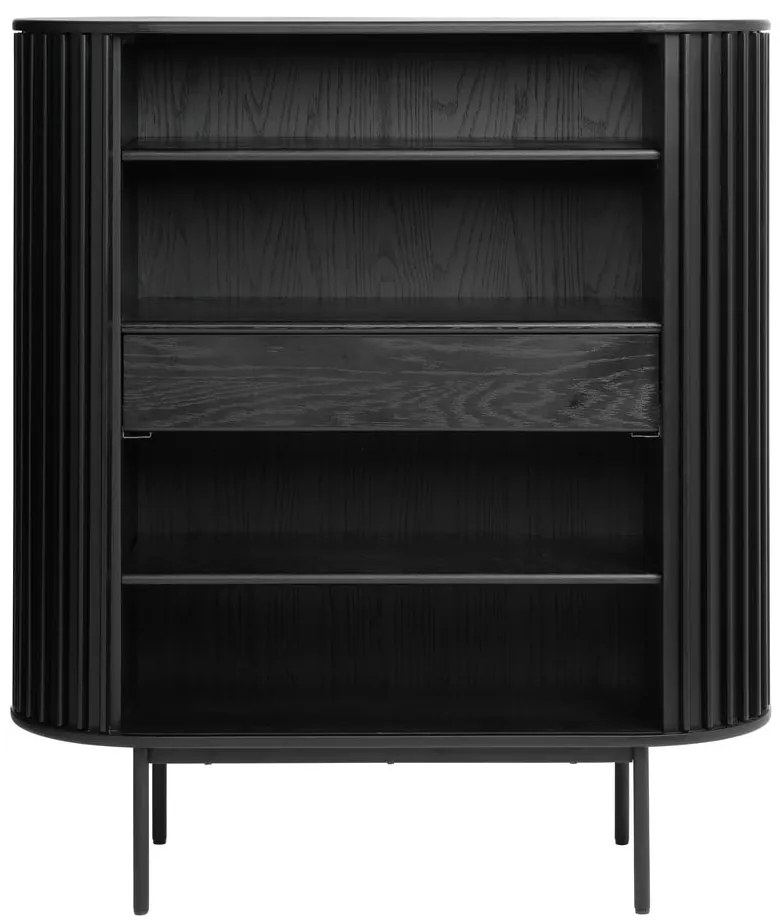 Fekete szekrény tölgyfa dekorral 125x110 cm Siena – Unique Furniture