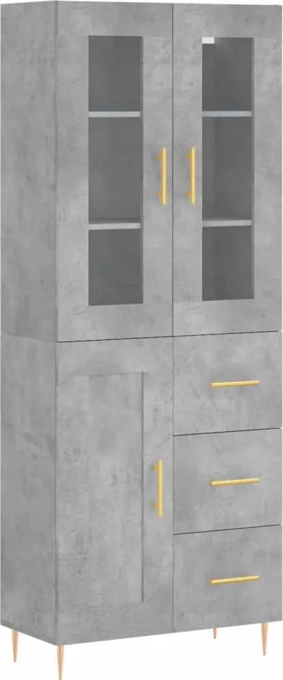 vidaXL betonszürke szerelt fa magasszekrény 69,5 x 34 x 180 cm