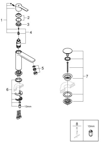 GROHE 23106AL1 - LINEARE S méretű grafitszínű mosdócsaptelep