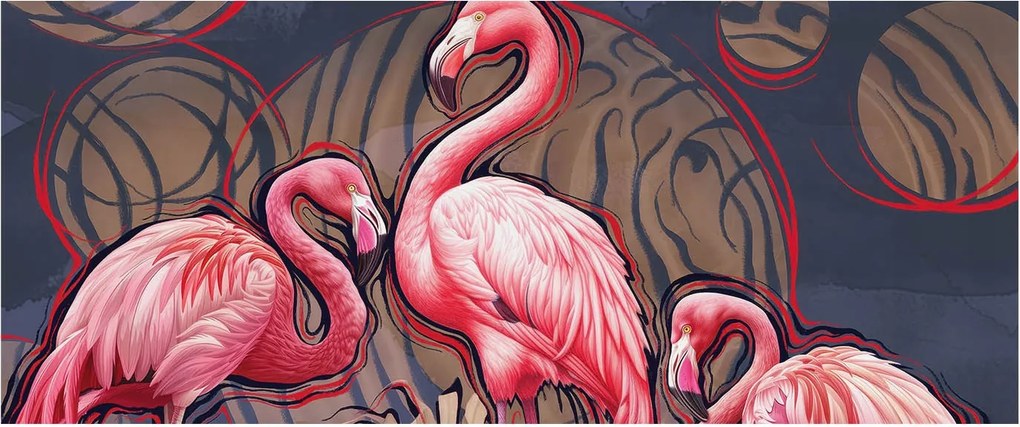 Fotótapéta Flizelin Dekoratív tapéta Rózsaszín flamingók 250x104 Ragasztó