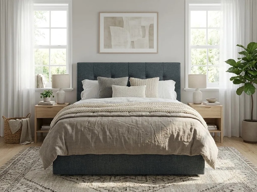 Kárpitozott boxspring ágy DIRELIS VIBE 160x200 cm sötétszürke Matrac: Bonell rugós matrac