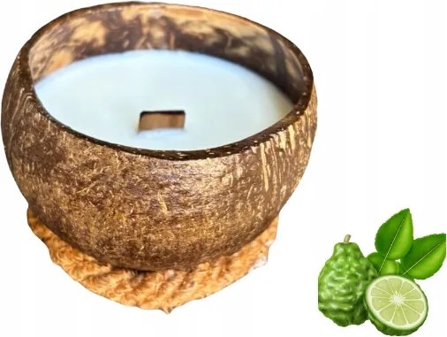Illatgyertya Kókuszban KM8G Bergamott és Lime Fa Kanóc