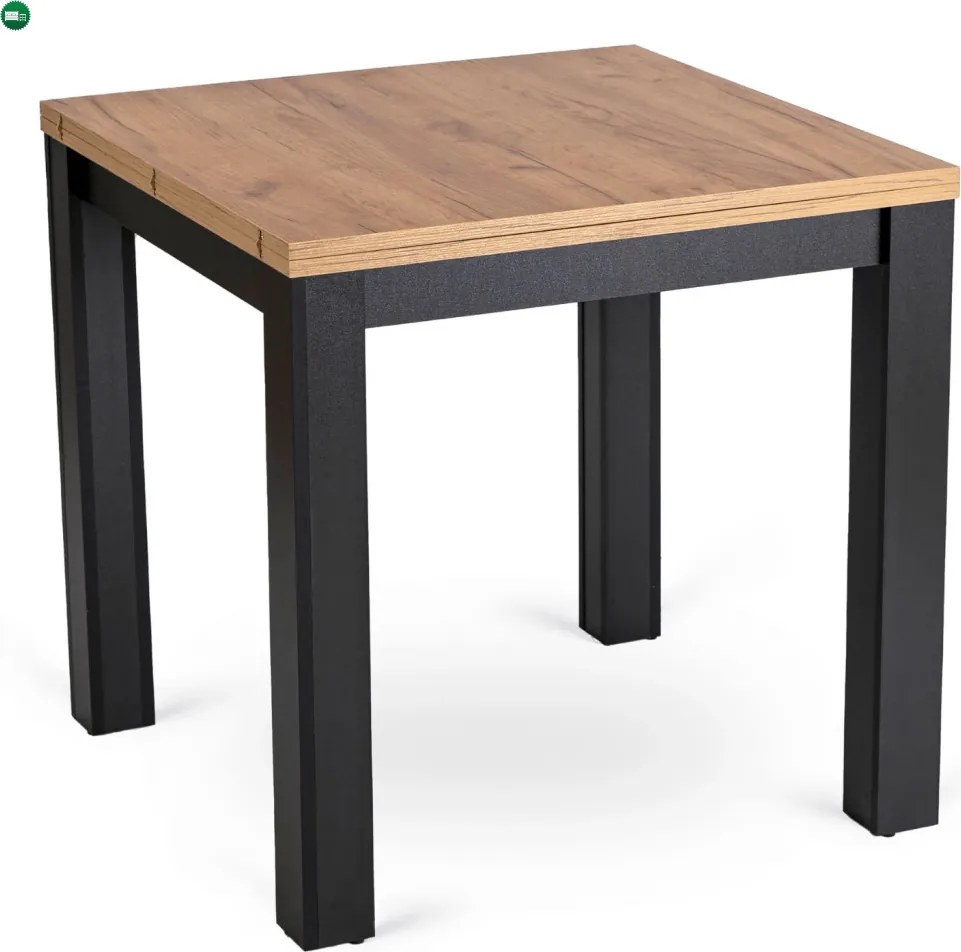 szett étkezőasztal MAX 80-160 cm craft tölgy/fekete és 6 szék PERU fekete