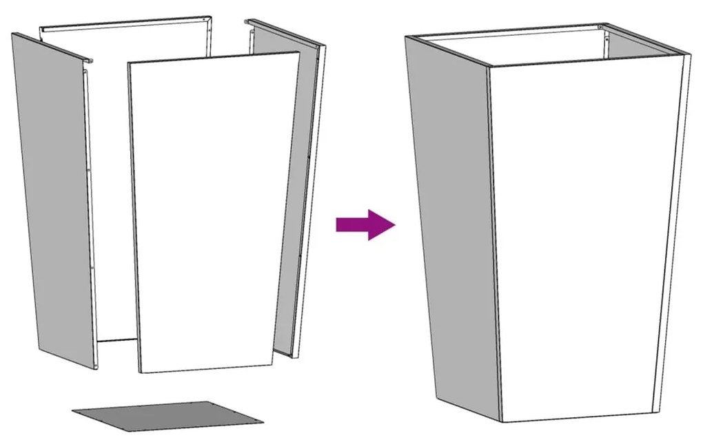 fekete acél kerti növénytartó 45 x 45 x 75 cm