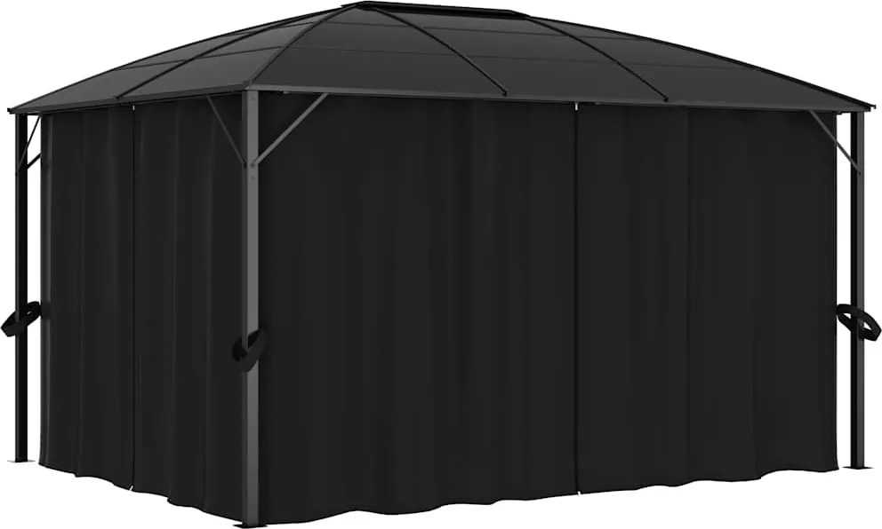 vidaXL antracitszürke pavilon függönyökkel 400 x 300 x 265 cm