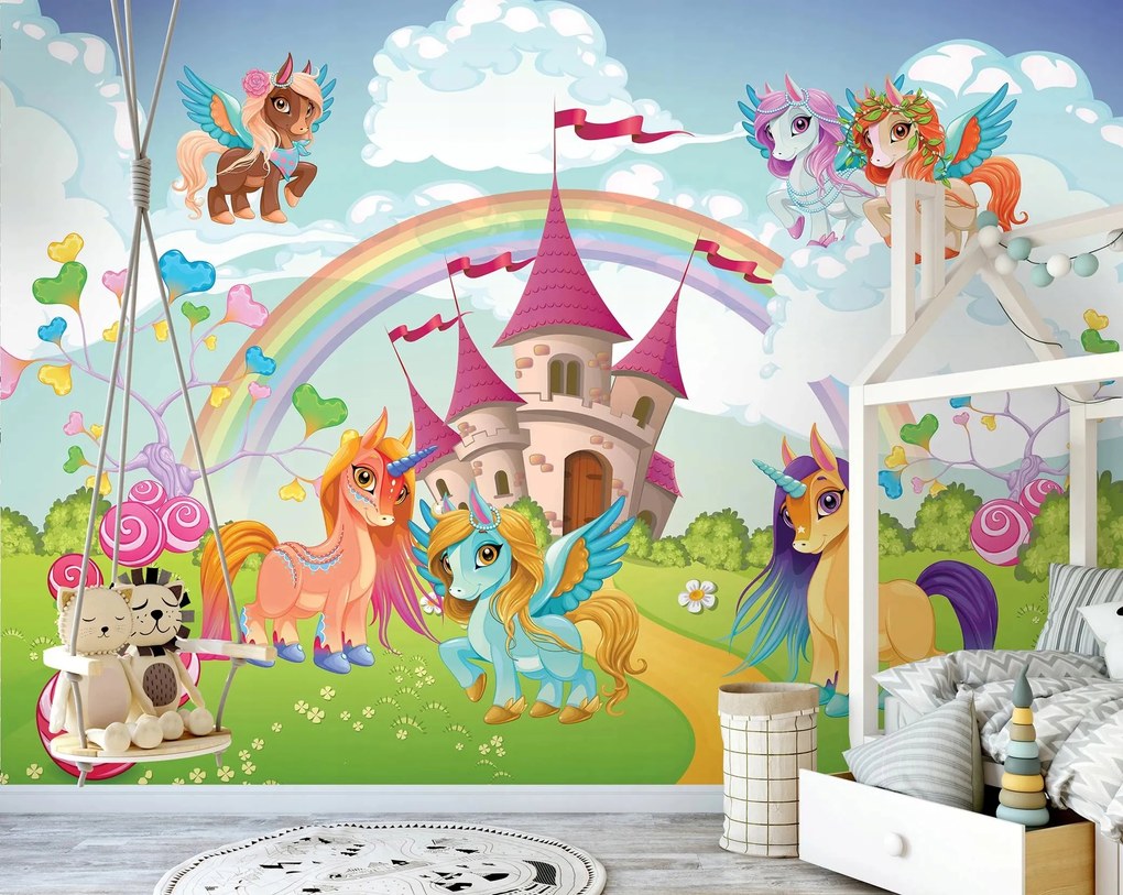 Fotótapéta Póni lovacskák szivárvány 254 x 184